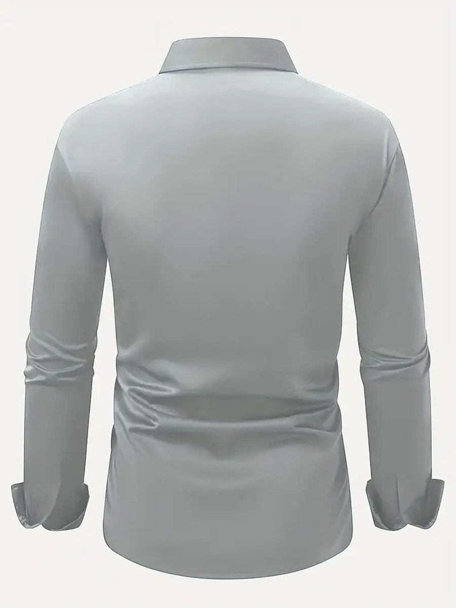 Herren Slim-Fit Knitterfreies Langarm Business-Hemd