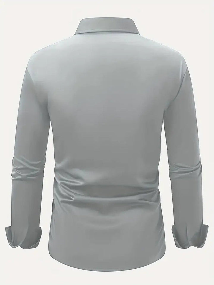 Herren Slim-Fit Knitterfreies Langarm Business-Hemd