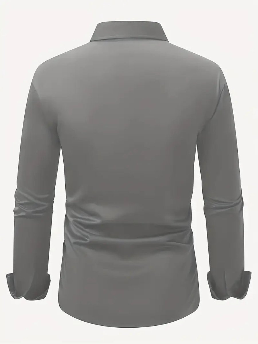 Herren Slim-Fit Knitterfreies Langarm Business-Hemd