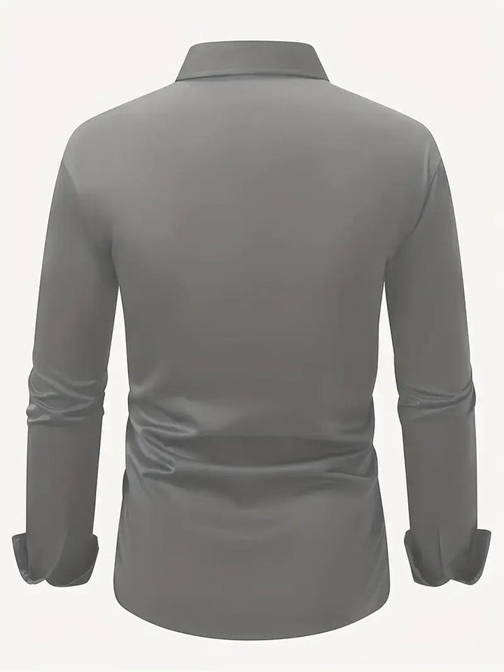 Herren Slim-Fit Knitterfreies Langarm Business-Hemd