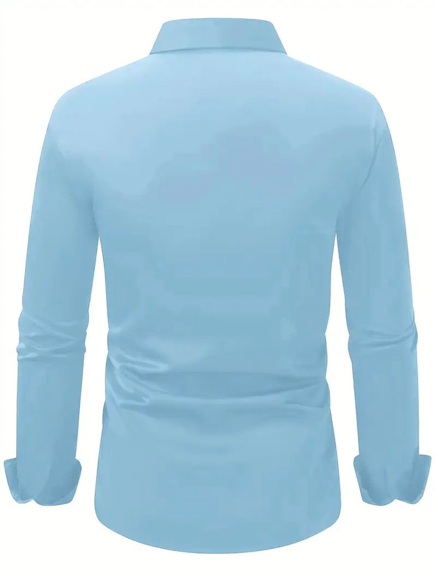 Herren Slim-Fit Knitterfreies Langarm Business-Hemd