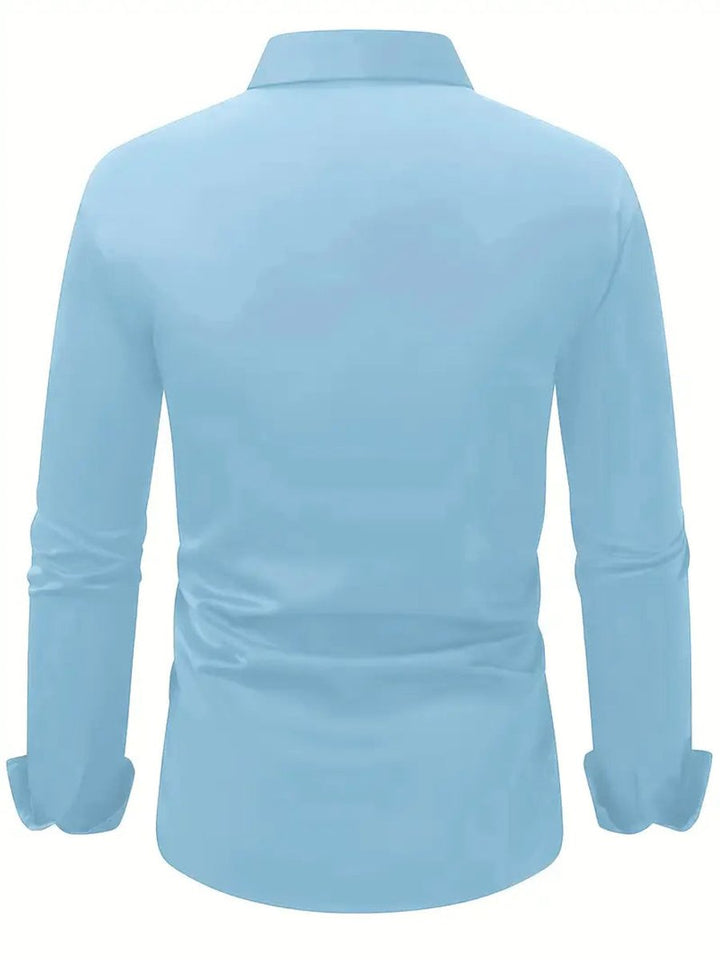 Herren Slim-Fit Knitterfreies Langarm Business-Hemd