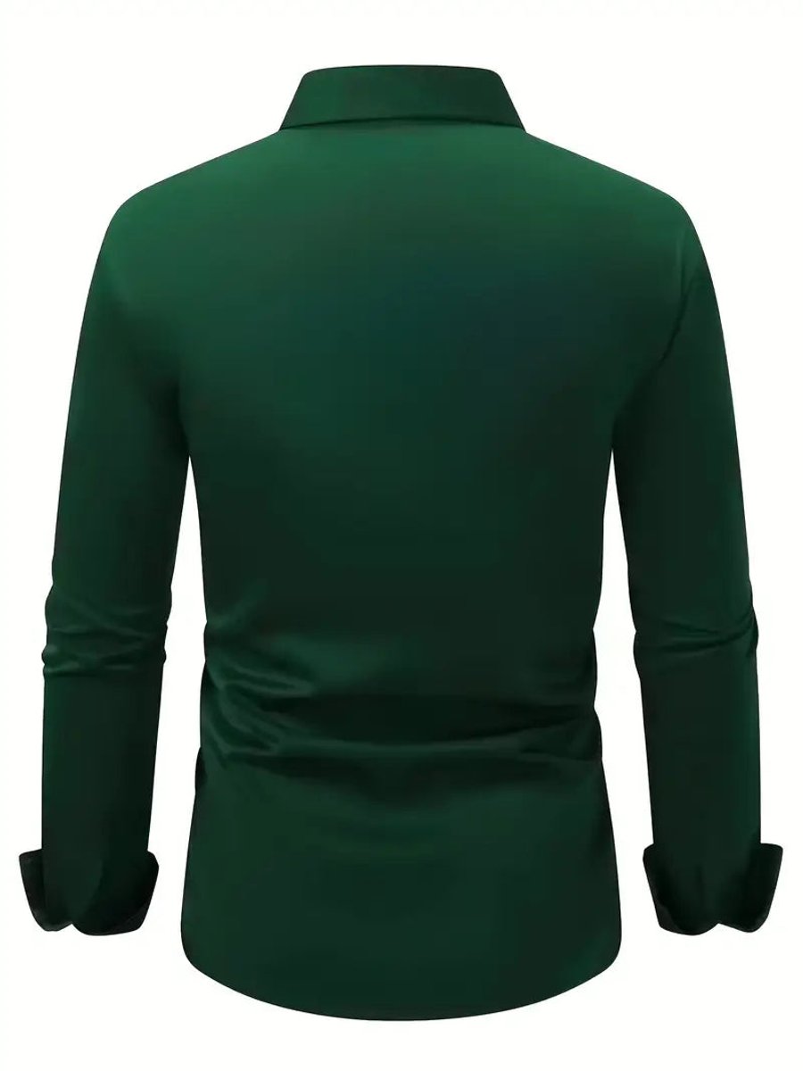 Herren Slim-Fit Knitterfreies Langarm Business-Hemd