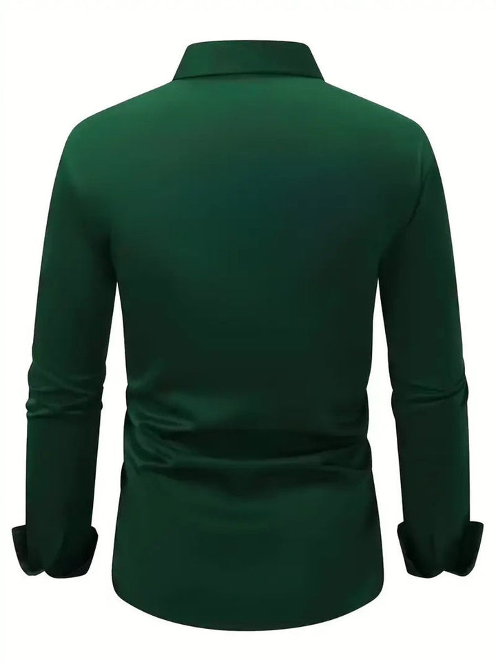 Herren Slim-Fit Knitterfreies Langarm Business-Hemd