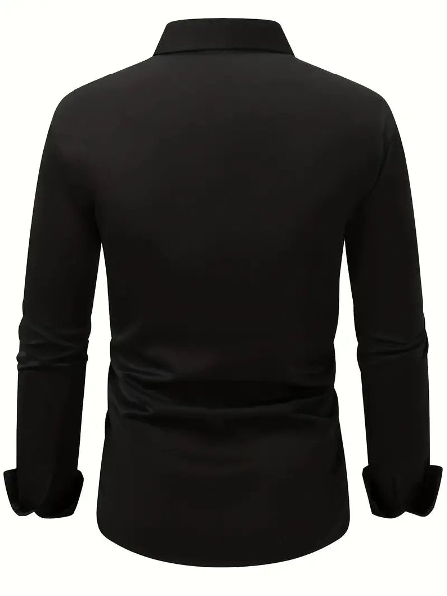 Herren Slim-Fit Knitterfreies Langarm Business-Hemd