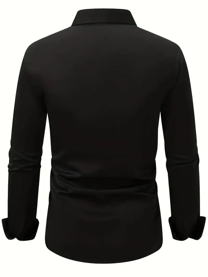 Herren Slim-Fit Knitterfreies Langarm Business-Hemd