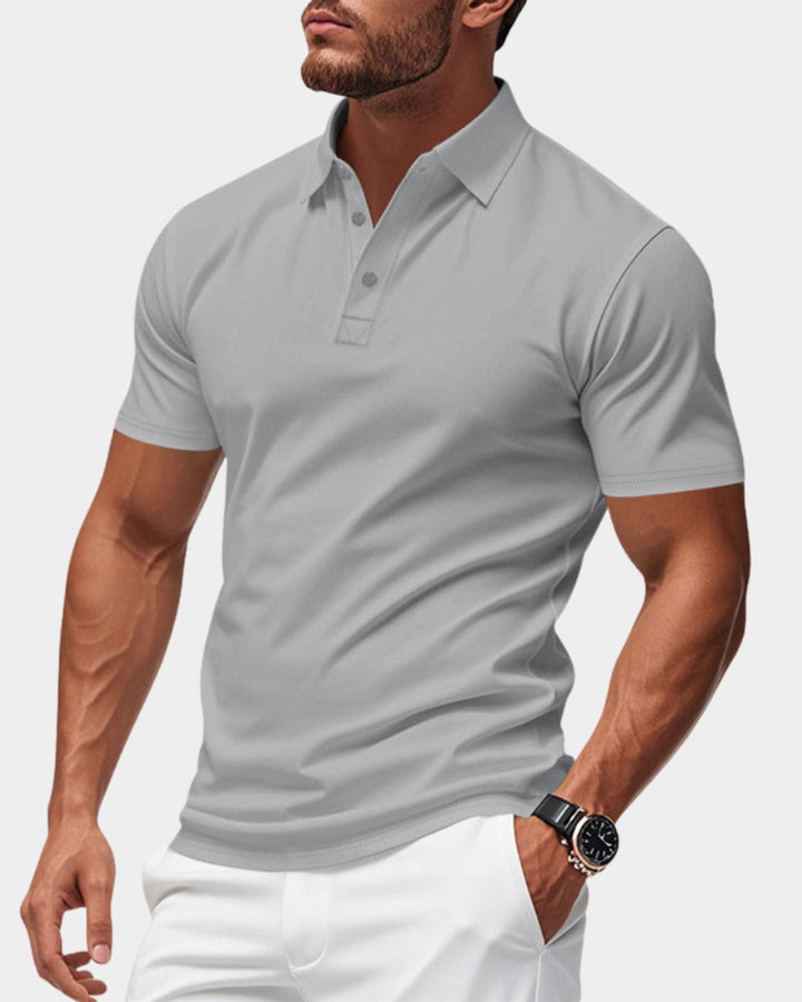 Herren Slim-Fit Kurzarm Poloshirt mit Knopfleiste - Grau