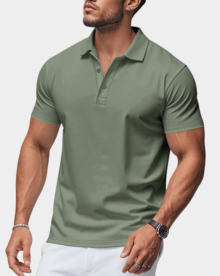 Herren Slim-Fit Kurzarm Poloshirt mit Knopfleiste - Grün