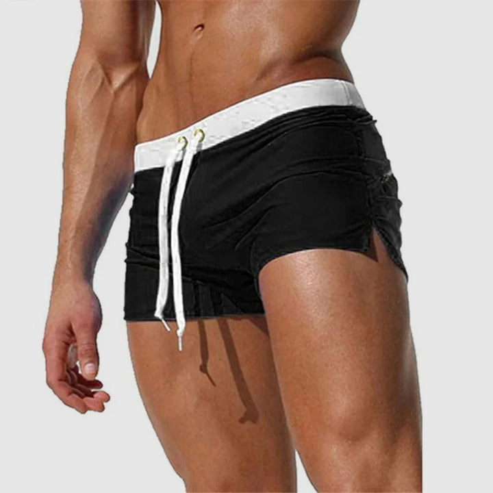 Herren Slim-Fit Kurze Badehose mit Kordelzug - Black