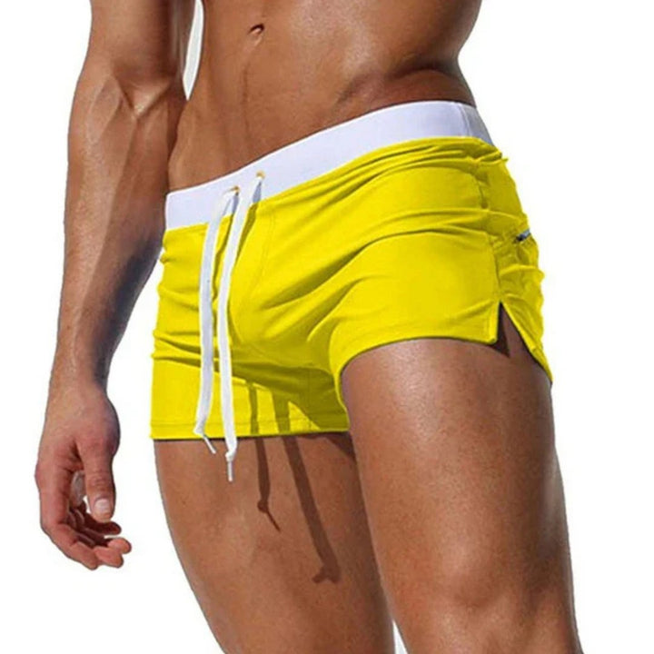Herren Slim-Fit Kurze Badehose mit Kordelzug - Yellow