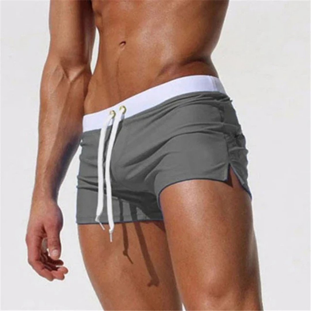 Herren Slim-Fit Kurze Badehose mit Kordelzug - Grey