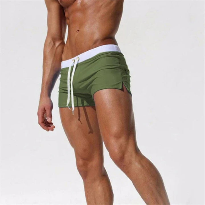Herren Slim-Fit Kurze Badehose mit Kordelzug - Army Green