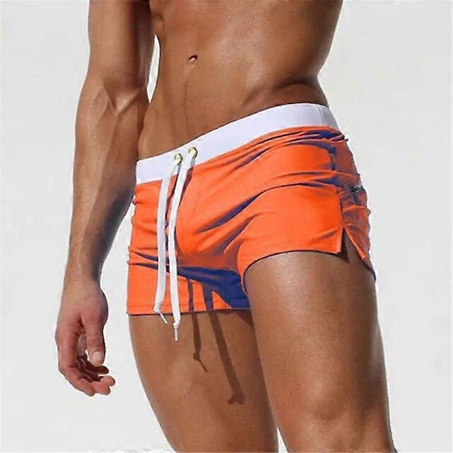 Herren Slim-Fit Kurze Badehose mit Kordelzug - Orange