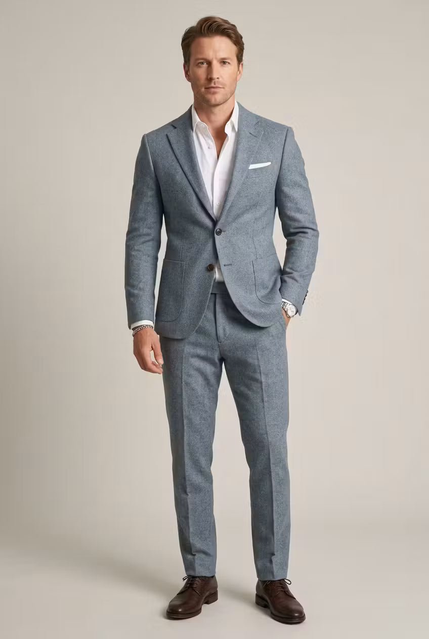 Herren Slim-Fit Nylon Two-Piece Set Business Anzug - Light Blue