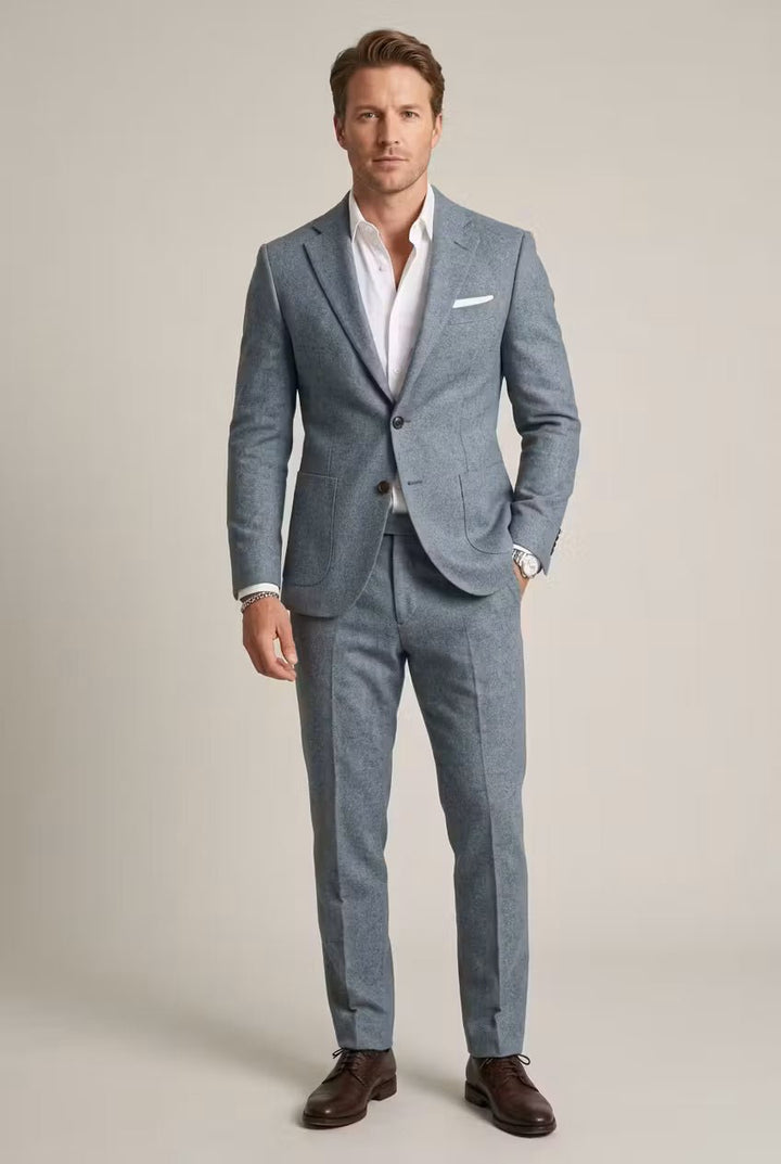 Herren Slim-Fit Nylon Two-Piece Set Business Anzug - Light Blue