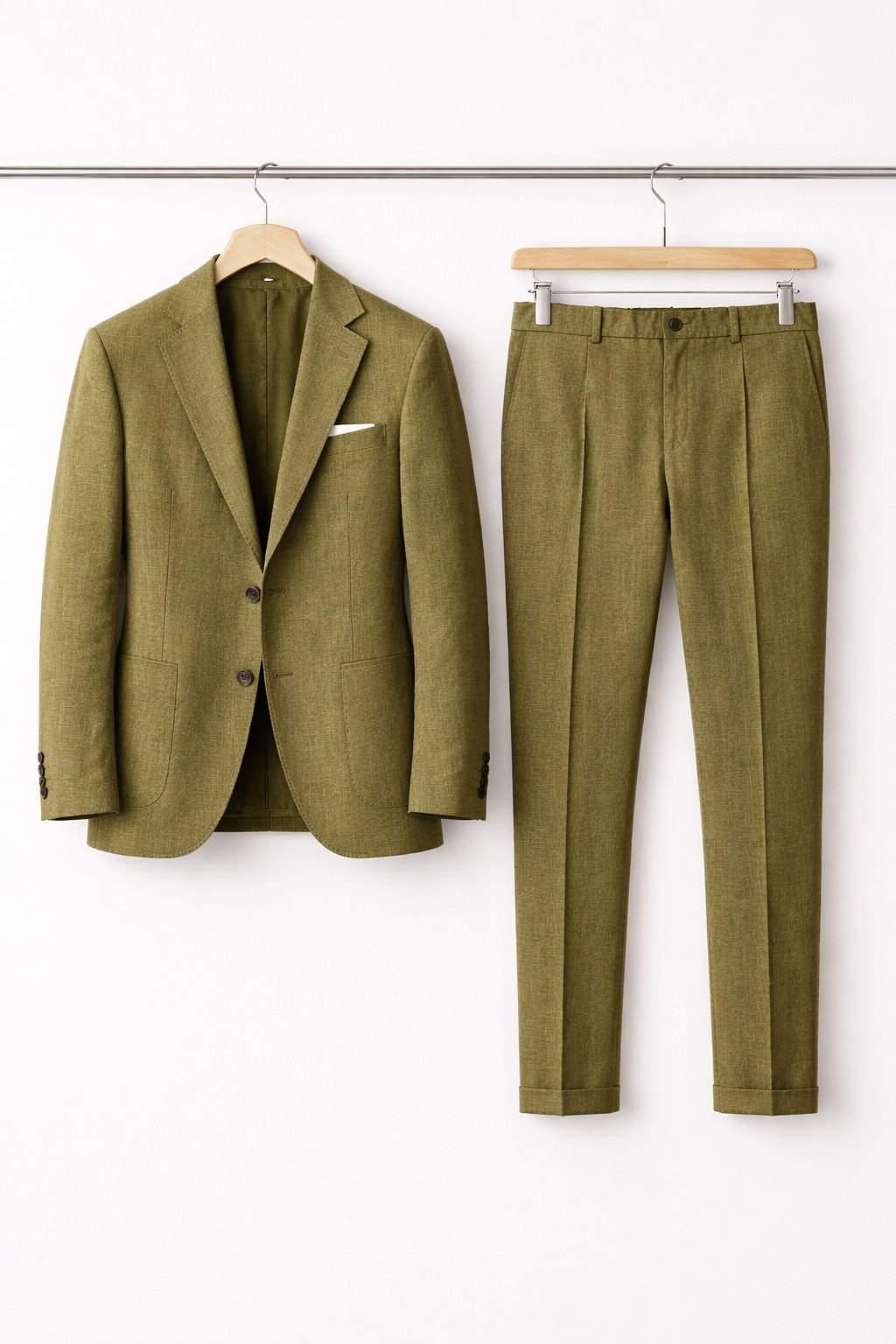 Herren Slim-Fit Nylon Two-Piece Set Business Anzug - Olive Green