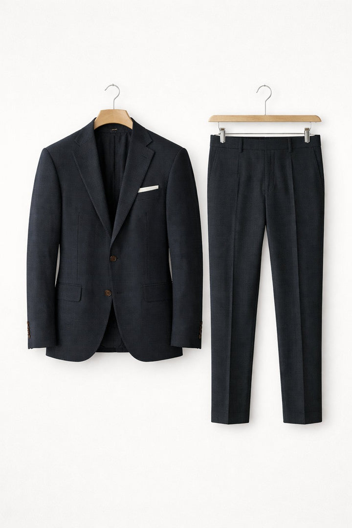 Herren Slim-Fit Nylon Two-Piece Set Business Anzug - Black