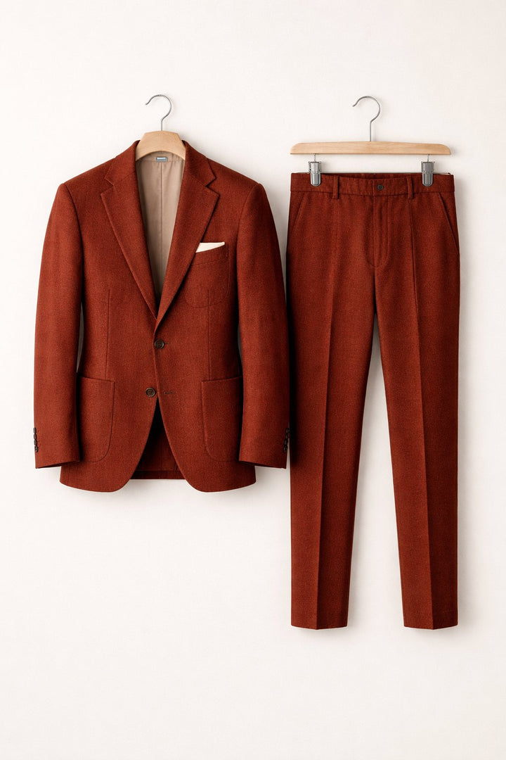 Herren Slim-Fit Nylon Two-Piece Set Business Anzug - Burgundy
