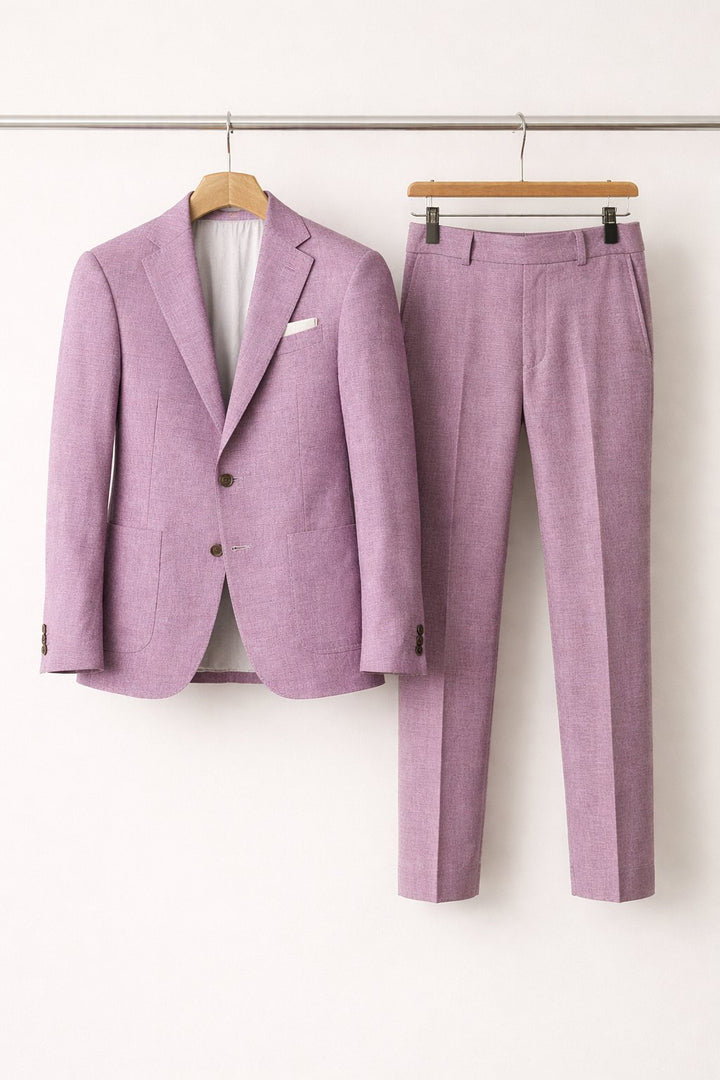 Herren Slim-Fit Nylon Two-Piece Set Business Anzug - Purple
