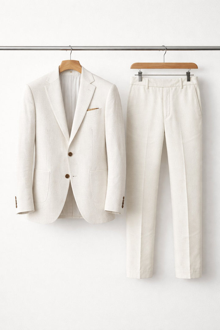 Herren Slim-Fit Nylon Two-Piece Set Business Anzug - White