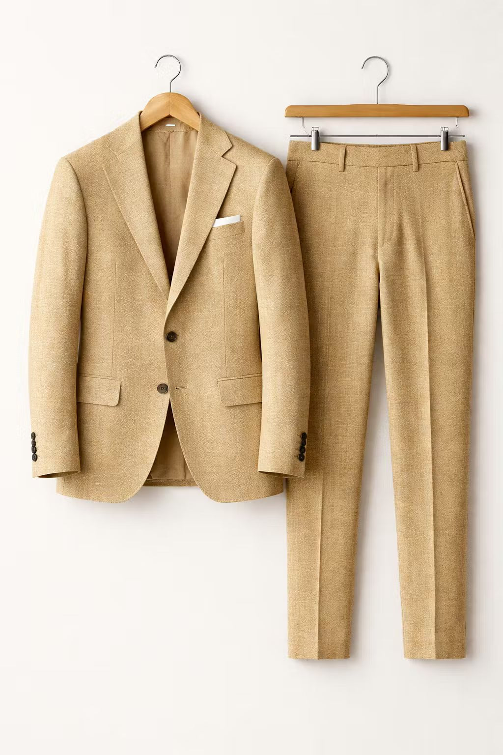 Herren Slim-Fit Nylon Two-Piece Set Business Anzug - Khaki