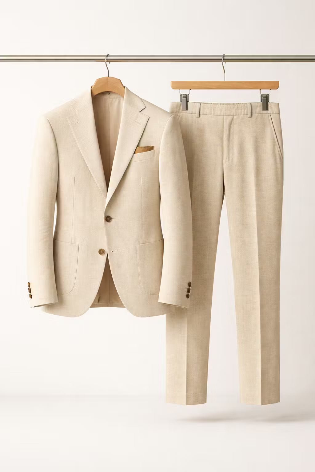 Herren Slim-Fit Nylon Two-Piece Set Business Anzug - Beige
