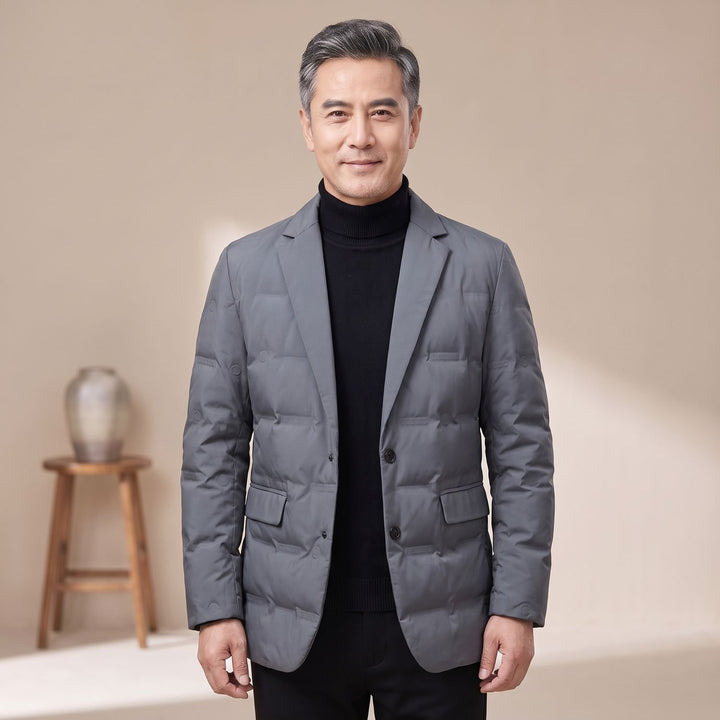 Herren Slim-Fit Steppjacke im Blazer-Stil mit Daunenfüllung - Blau
