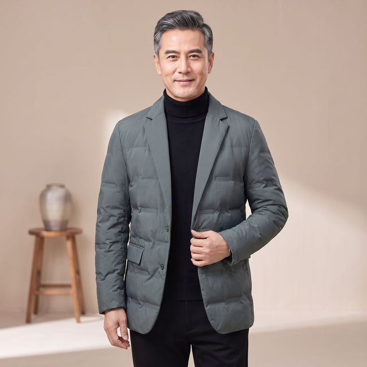 Herren Slim-Fit Steppjacke im Blazer-Stil mit Daunenfüllung - Grün