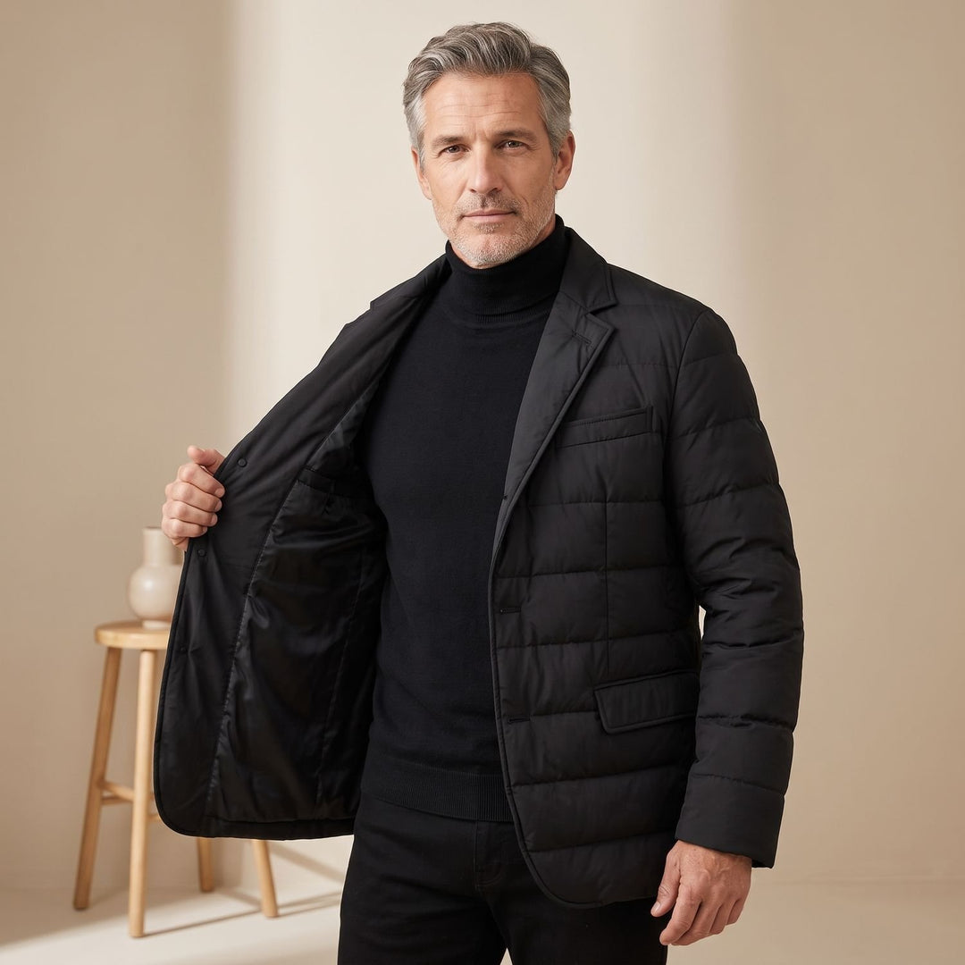 Herren Slim-Fit Steppjacke im Blazer-Stil mit Daunenfüllung