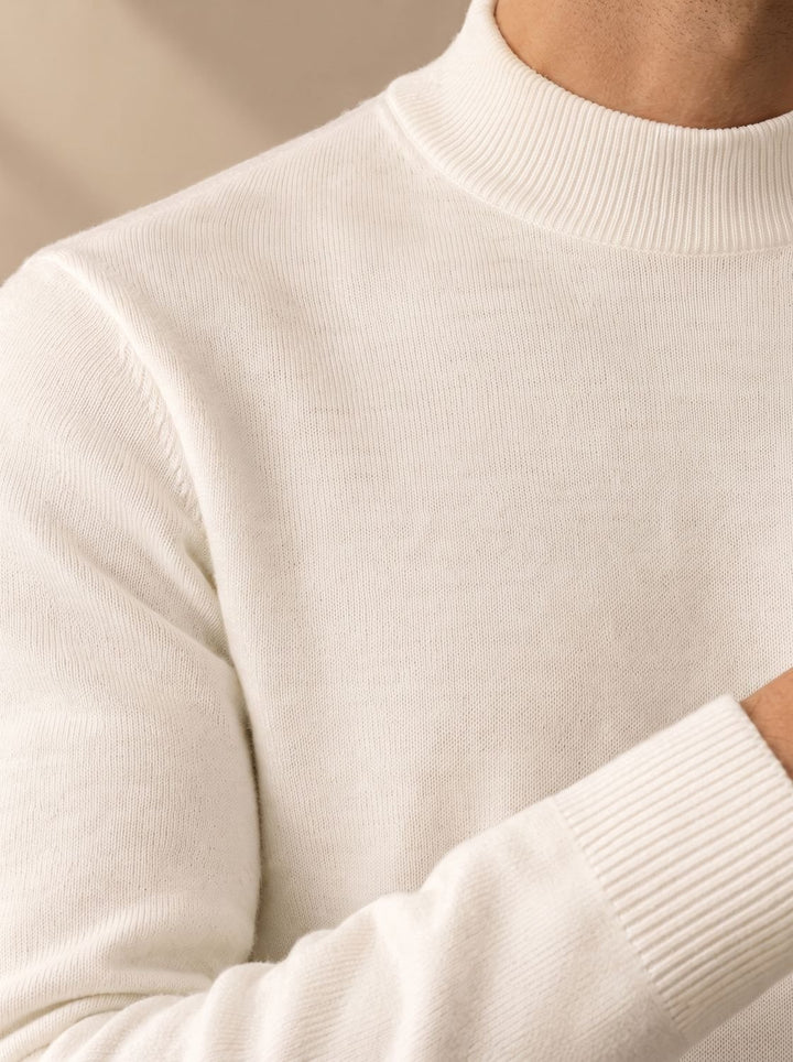Herren Slim-Fit Strickpullover mit Mock-Kragen und Rippbündchen