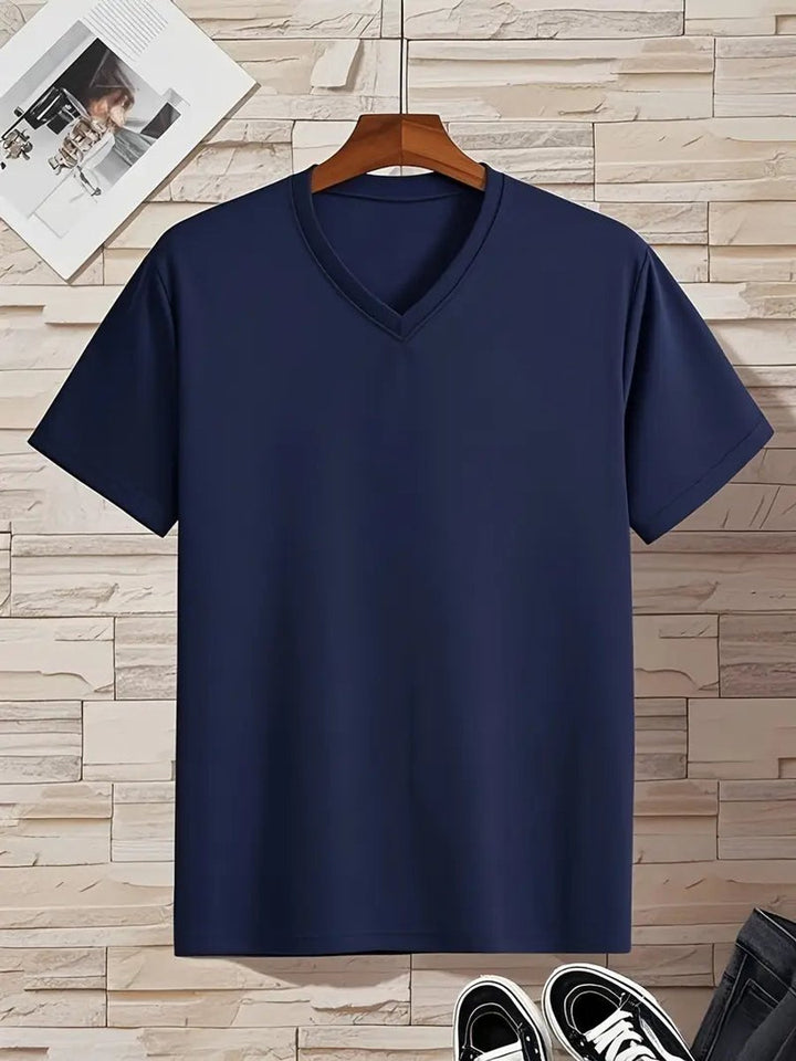 Herren Slim-Fit V-Ausschnitt Kurzarm T-Shirt