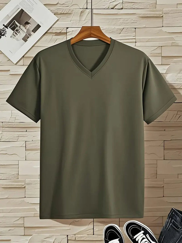 Herren Slim-Fit V-Ausschnitt Kurzarm T-Shirt
