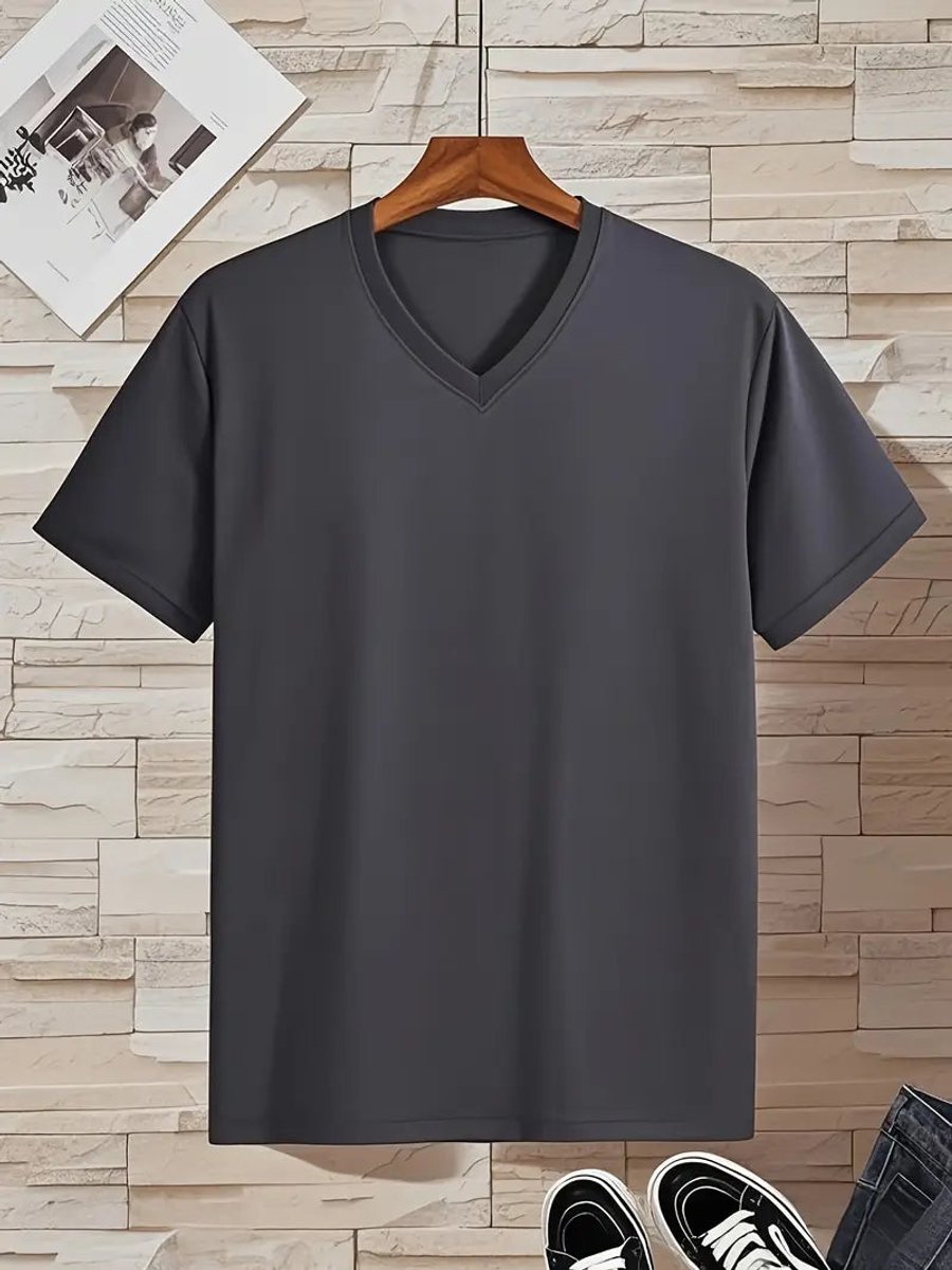 Herren Slim-Fit V-Ausschnitt Kurzarm T-Shirt