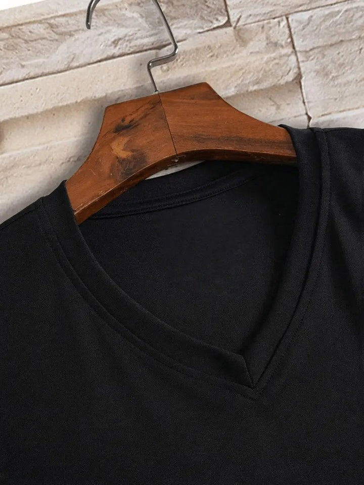 Herren Slim-Fit V-Ausschnitt Kurzarm T-Shirt