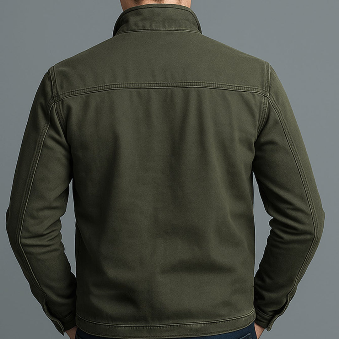 Herren Stehkragen Bomberjacke mit Reißverschluss und Brusttaschen