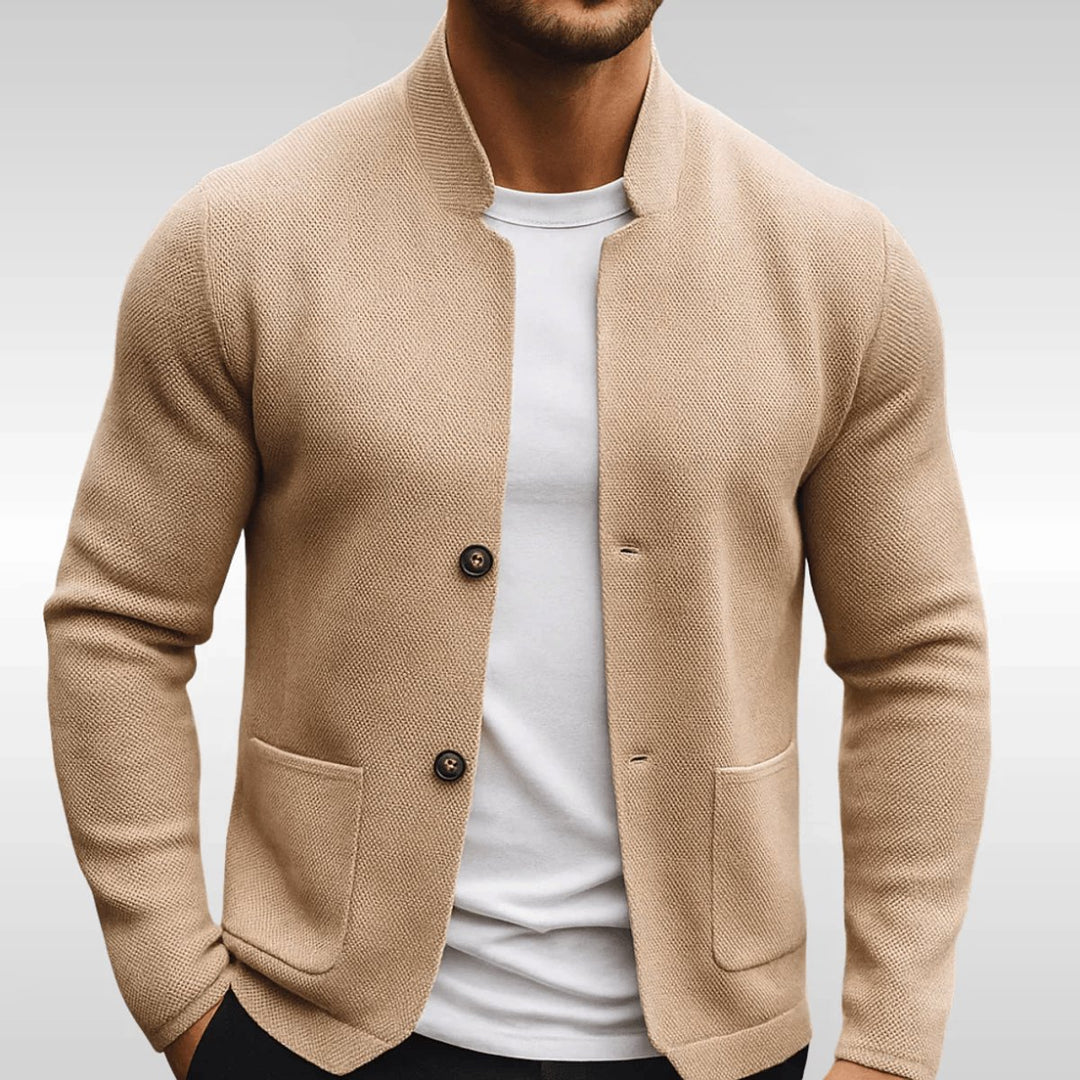 Herren Stehkragen Gesteppte Jacke mit Zweiknopfverschluss - Beige