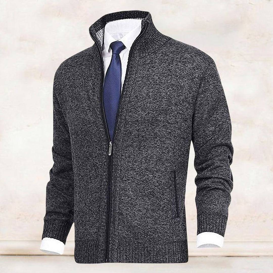 Herren Stehkragen Reißverschluss Strick-Cardigan