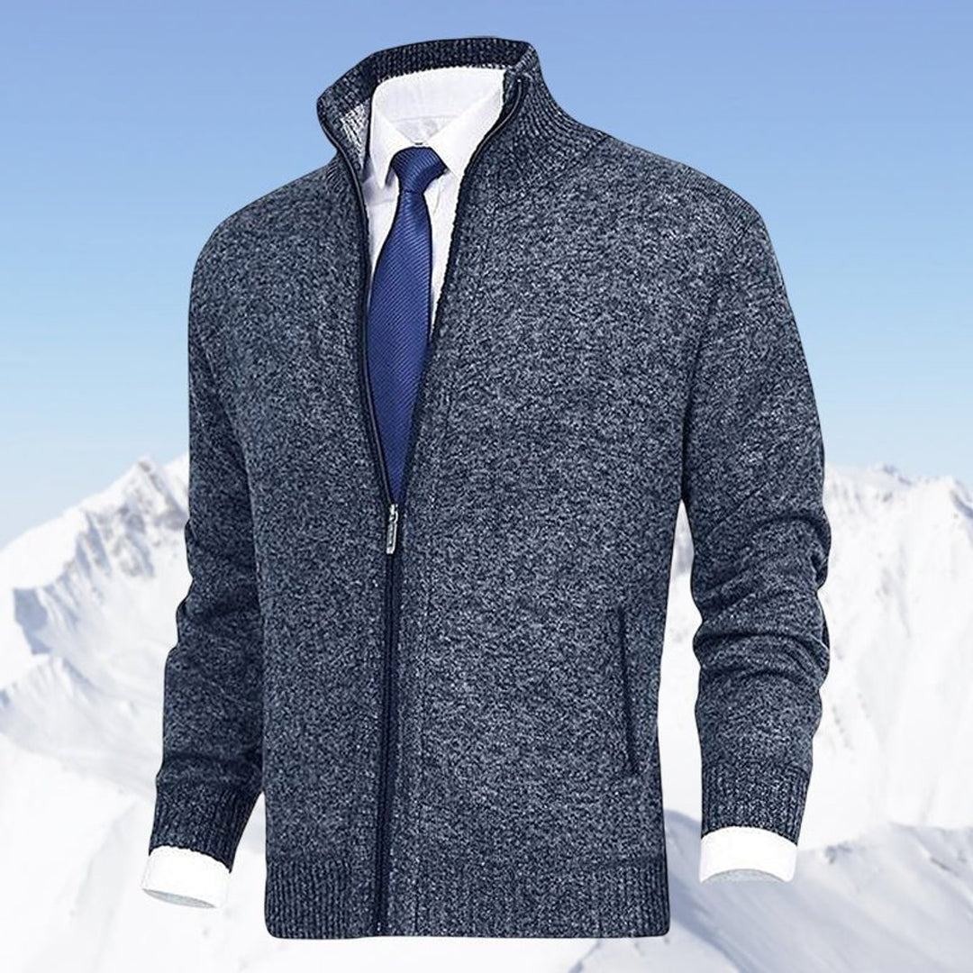 Herren Stehkragen Reißverschluss Strick-Cardigan - Blau