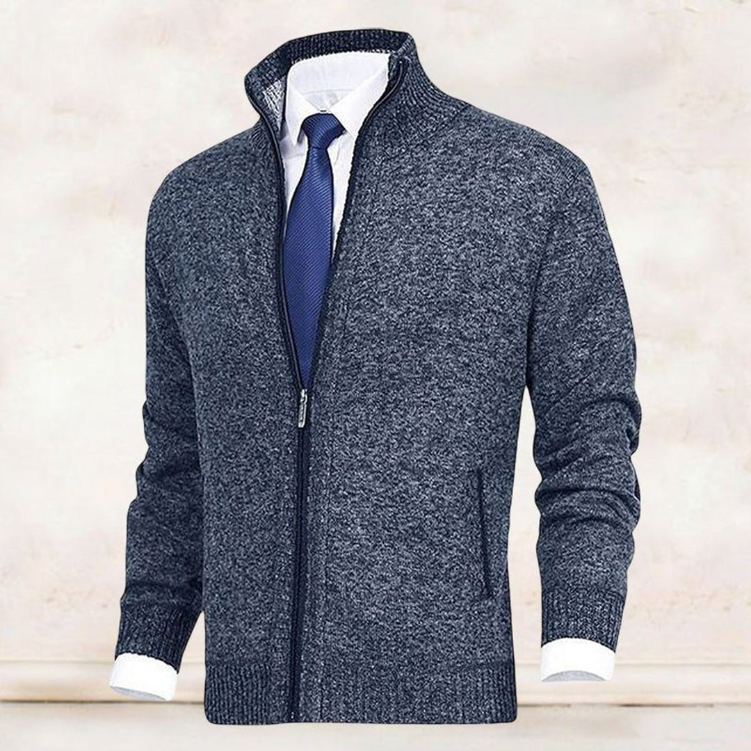 Herren Stehkragen Reißverschluss Strick-Cardigan
