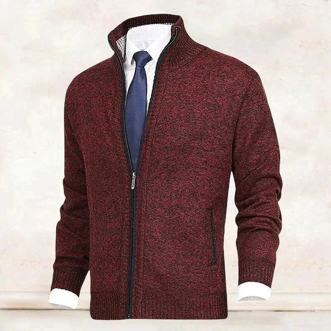Herren Stehkragen Reißverschluss Strick-Cardigan