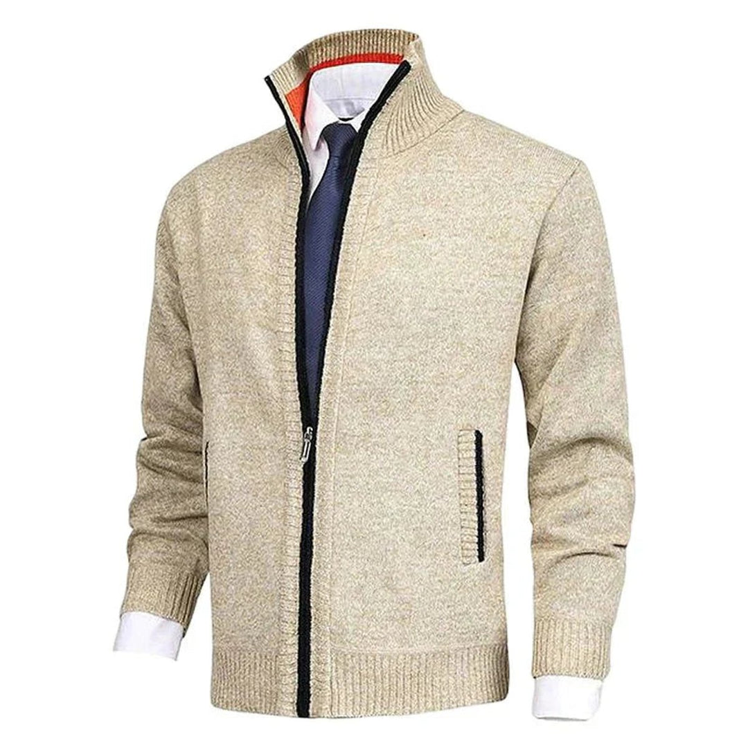 Herren Stehkragen Reißverschluss Strick-Cardigan