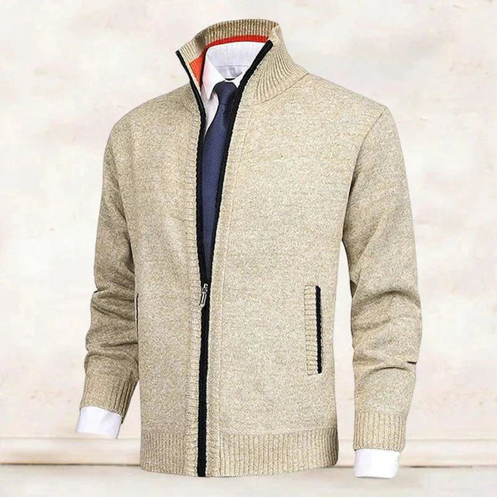 Herren Stehkragen Reißverschluss Strick-Cardigan