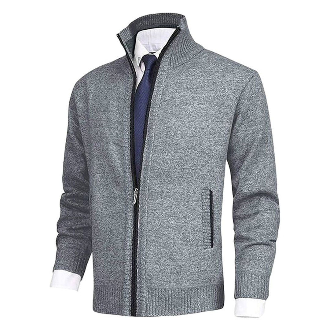 Herren Stehkragen Reißverschluss Strick-Cardigan