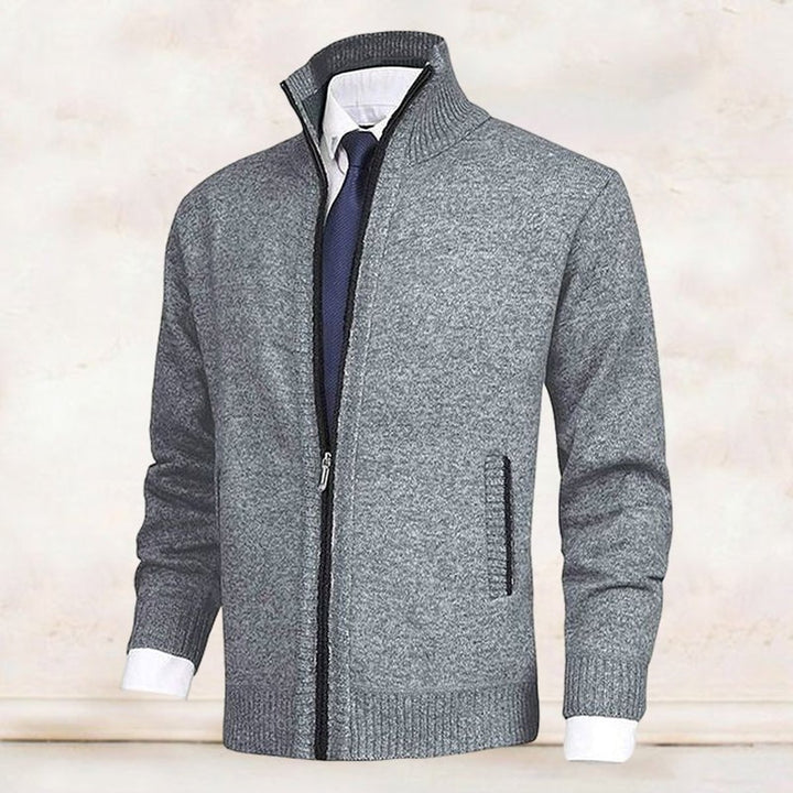 Herren Stehkragen Reißverschluss Strick-Cardigan