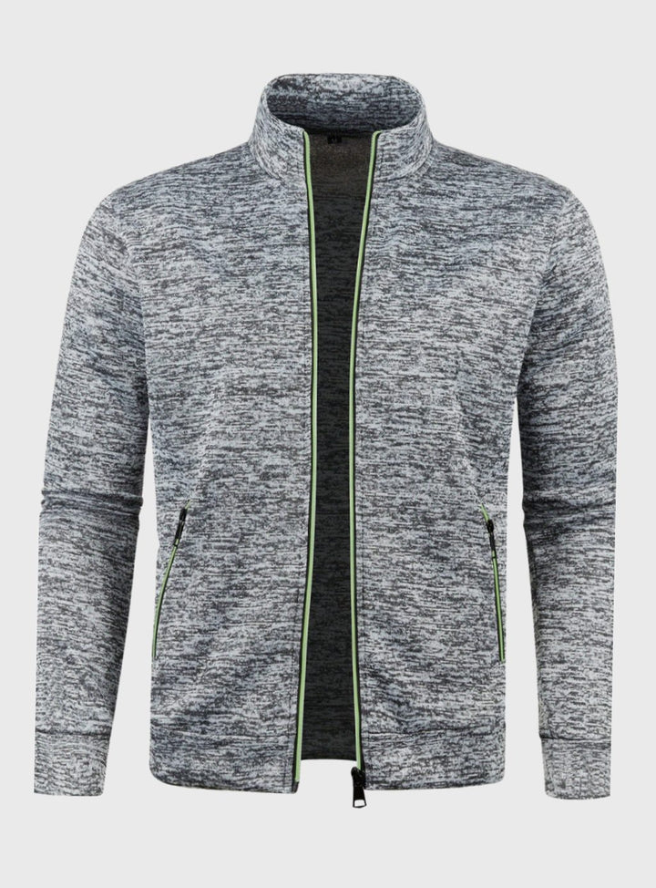 Herren Stehkragen Slim-Fit Strickjacke mit Reißverschluss