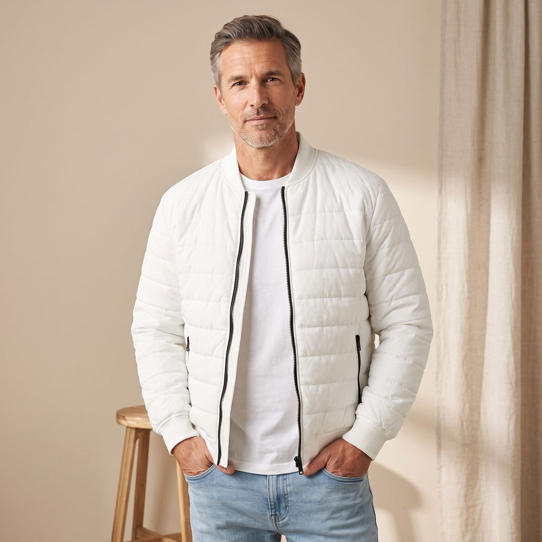 Herren Stehkragen Waffelstrick Reißverschluss Jacke Regular Fit