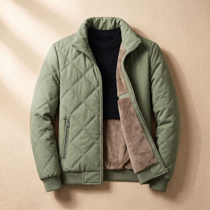 Herren Steppjacke gefüttert mit Fleece-Innenfutter Stehkragen