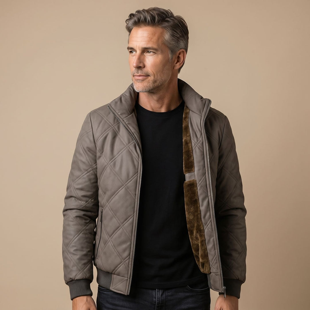 Herren Steppjacke gefüttert mit Fleece-Innenfutter Stehkragen