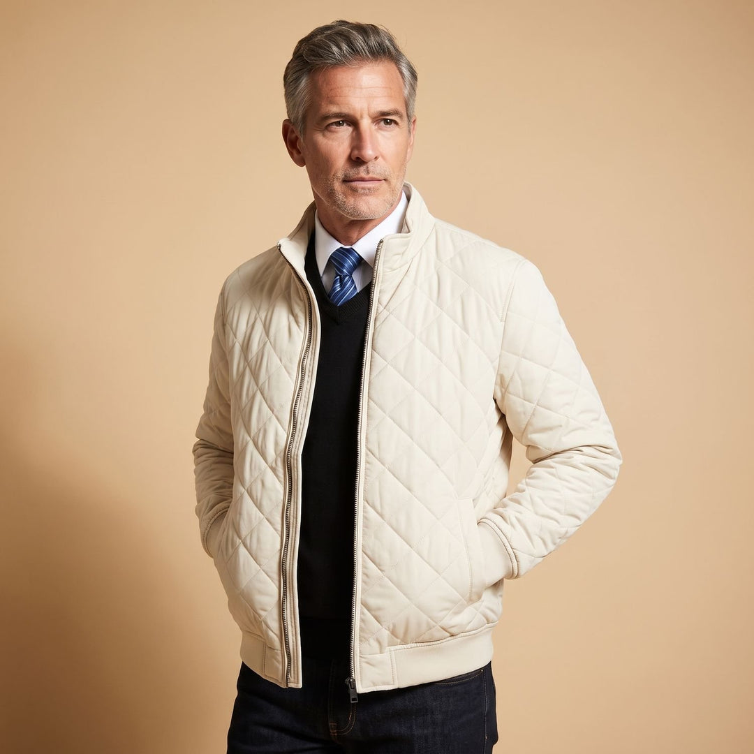Herren Steppjacke gefüttert mit Fleece-Innenfutter Stehkragen