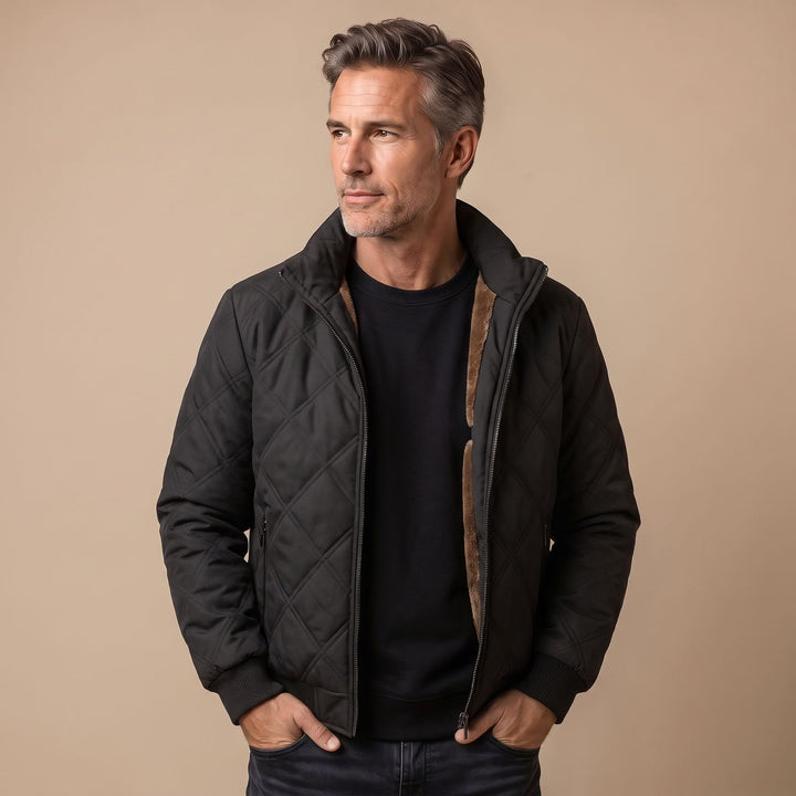 Herren Steppjacke gefüttert mit Fleece-Innenfutter Stehkragen